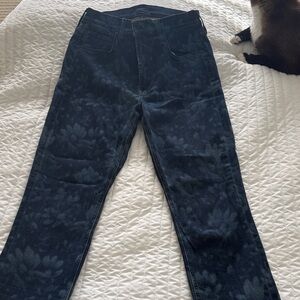 MOTHER Dark Blue Flowers Patterned Jeans